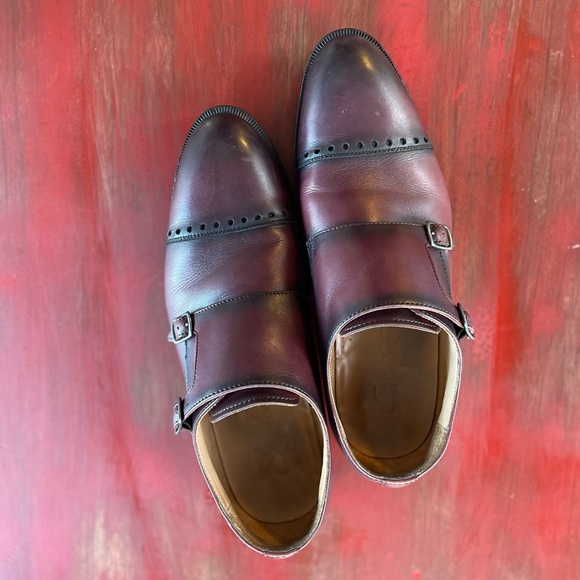 Curatore, monk strap, men’s shoe, size 9.5, genuine italian leather, burgundy